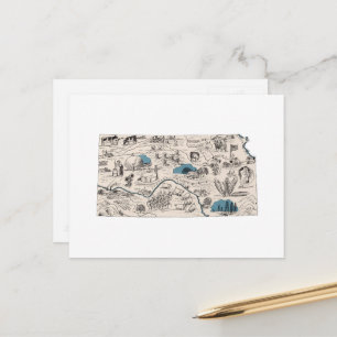 Postal Gráfico de estado antiguo del mapa de imágenes de 