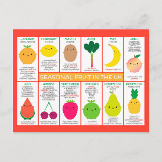 Postal Gráfico de frutas estacionales del Reino Unido