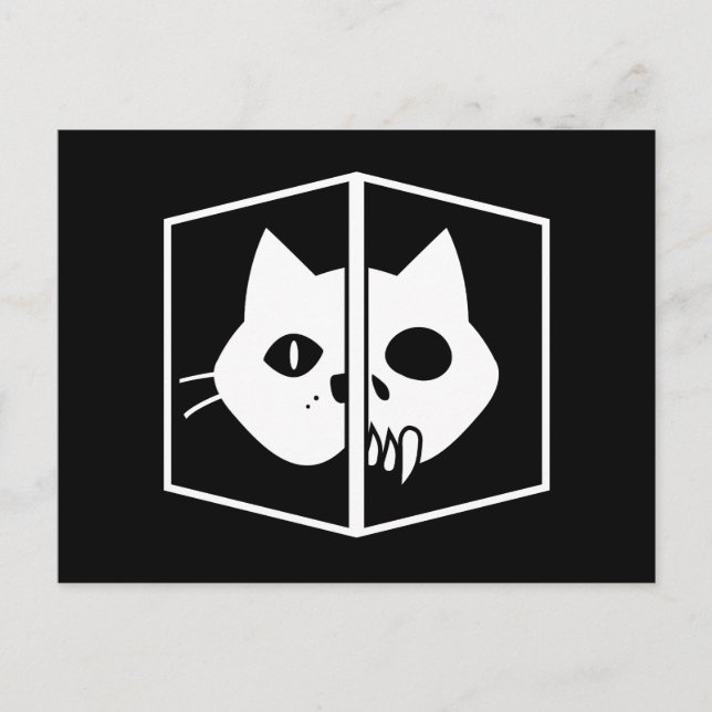 Postal Gráfico de Gato Schrödinger (Anverso)