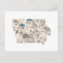 Postal Gráfico de Iowa Vieja Iowa
