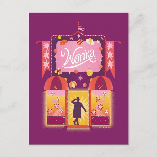Postal Gráfico de la tienda Wonka Candy (Anverso)