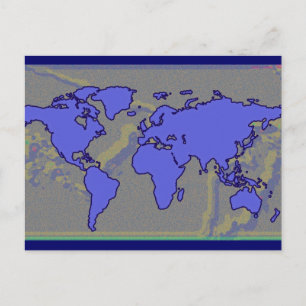 Postal gráfico de mapa del mundo azul