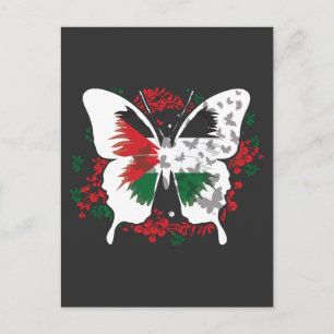 Postal Gráfico de mariposa de palestinos con bandera pale