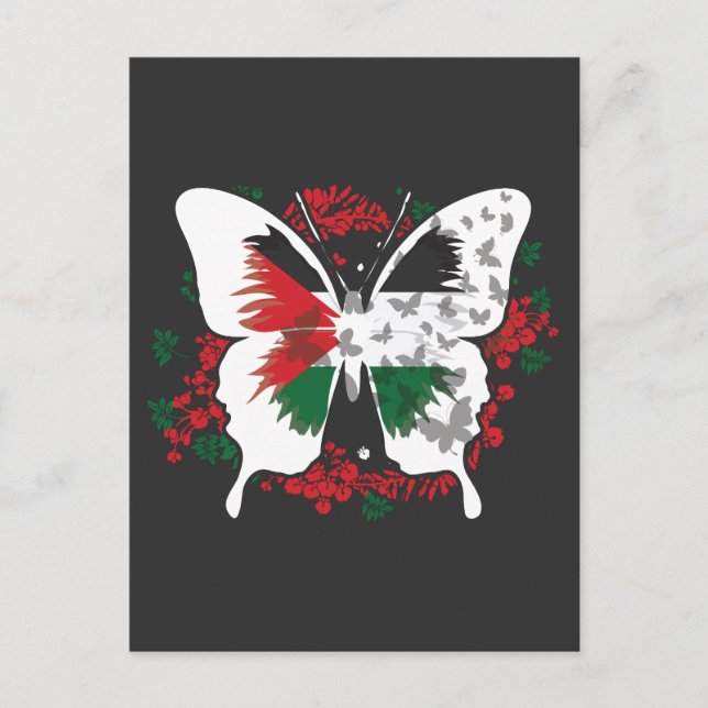 Postal Gráfico de mariposa de palestinos con bandera pale (Anverso)