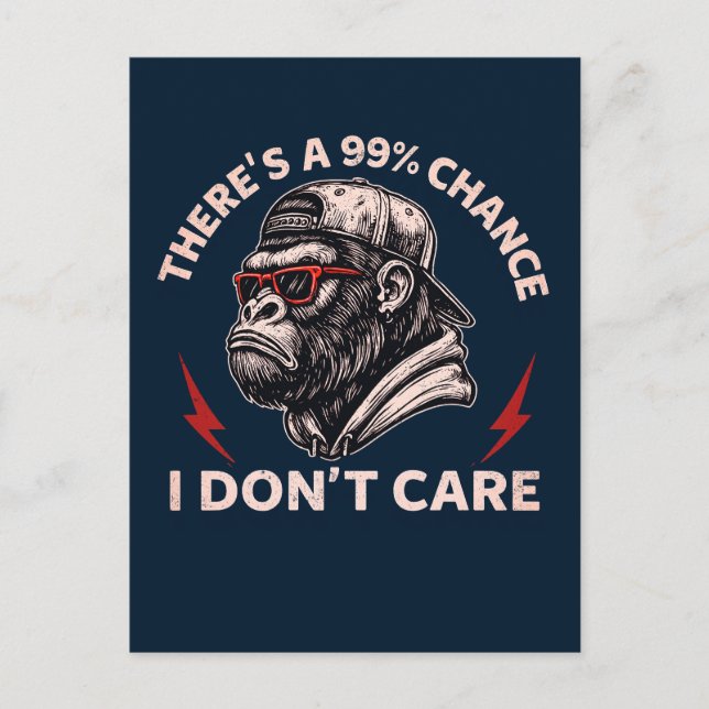 Postal Gráfico De Monos Sarcásticos En Gorras Y Tonos Atr (Anverso)