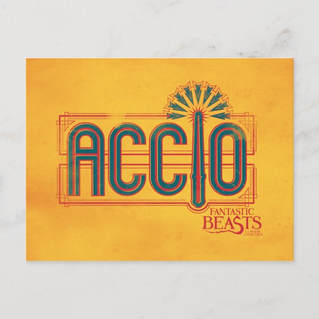 Postal Gráfico de ortografía de Red Art Deco ACCIO™ (Anverso)
