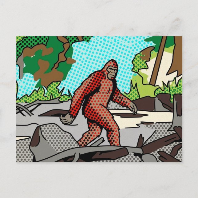 Postal Gráfico de Panel Cómic del Bosque de Sasquatch Art (Anverso)