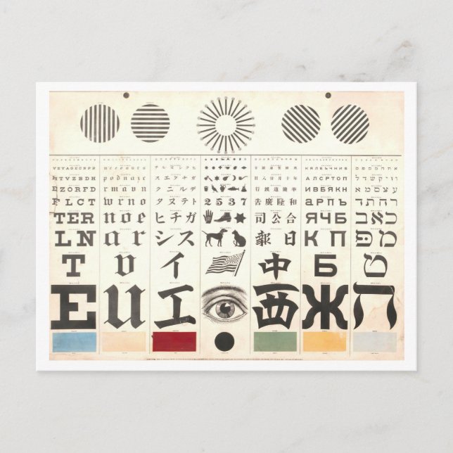 Postal Gráfico de pruebas oculares de George Mayerle (Anverso)