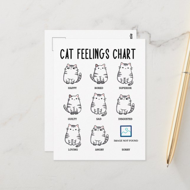 Postal Gráfico de Sentimientos de Gatos (Anverso/Reverso In Situ)