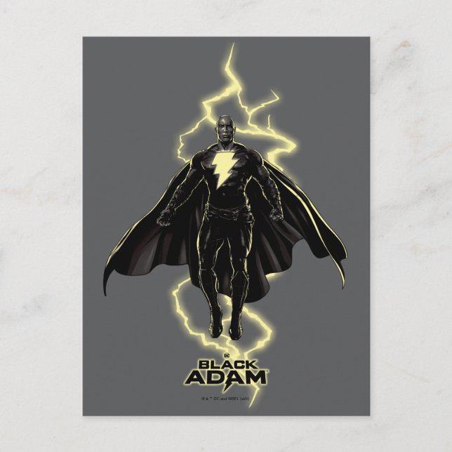 Postal Gráfico de silueta Black Adam Lightning (Anverso)