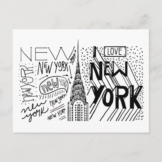 Postal Gráfico de tipografía | Nueva York (Anverso)