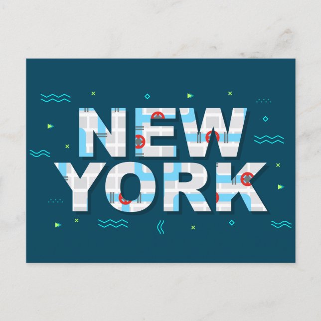 Postal Gráfico de tipografía | Nueva York (Anverso)
