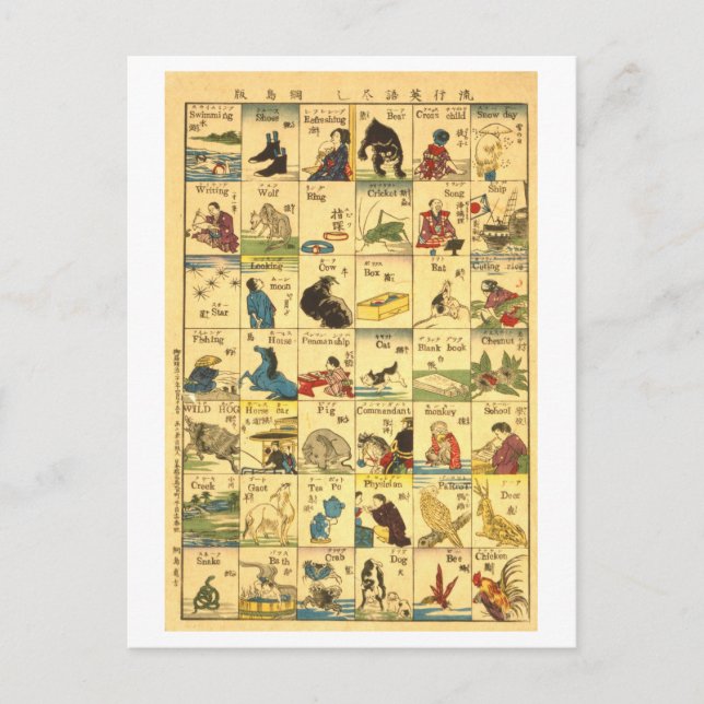 Postal Gráfico de traducción japonés-inglés (Anverso)