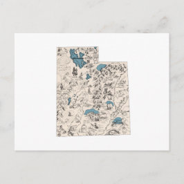 Postal Gráfico de Utah Vintage Picture Map Antique Utahan
