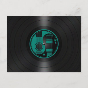 Postal Gráfico de vinilo de Guitars verde azulado azul y