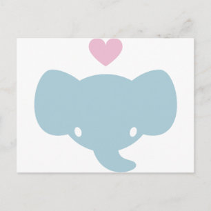 Postal Gráfico del corazón del elefante lindo