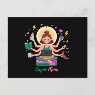 Postal Gráfico del Día de la Madre Multitarea Super Mamá