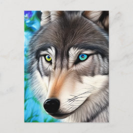 Postal Gráfico digital de lobo hiperrealista
