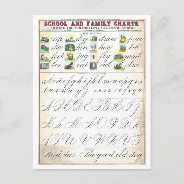 Postal Gráfico educativo de vintage para palabras visuale (Anverso)