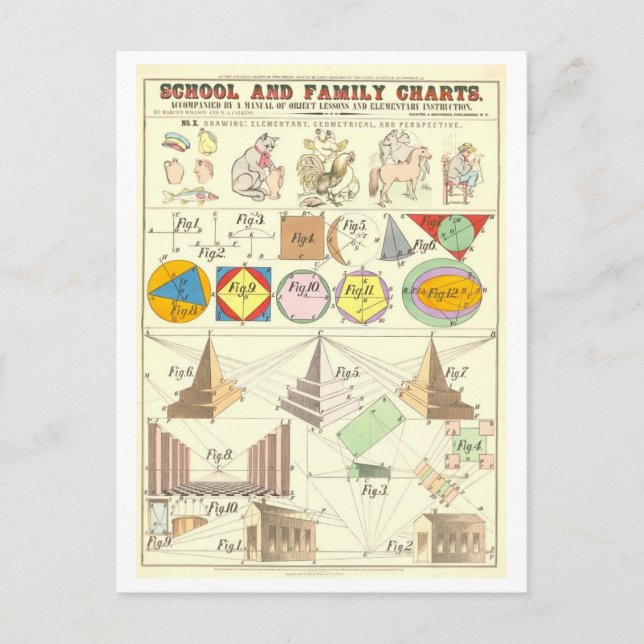 Postal Gráfico educativo para tres tipos de dibujo (Anverso)