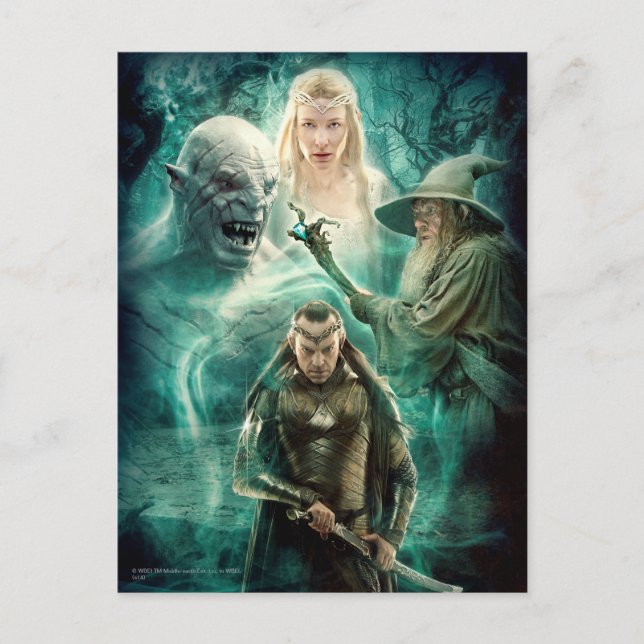 Postal Gráfico ELROND™, Azog, Galadriel y Gandalf (Anverso)
