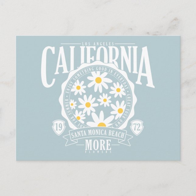Postal Gráfico floral de Los Ángeles California (Anverso)