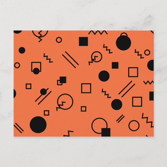 Postal gráfico Memphis naranja, divertido, de moda y geom (Anverso)