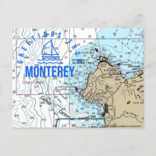 Postal Gráfico náutico de Monterey CA