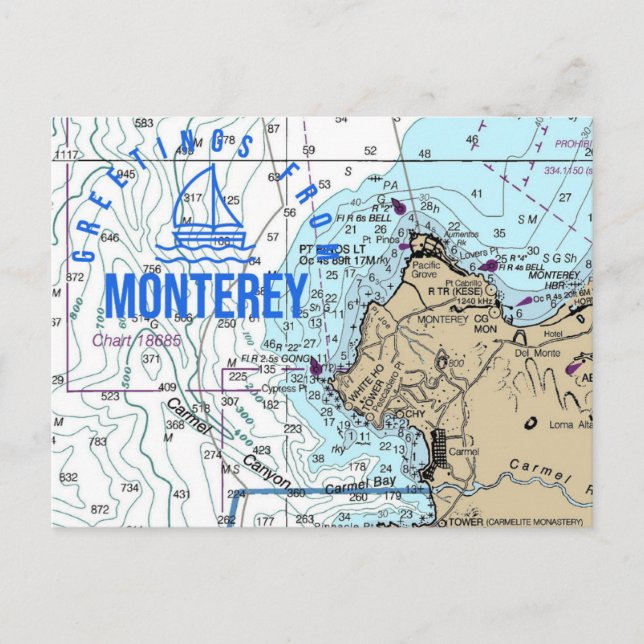 Postal Gráfico náutico de Monterey CA (Anverso)