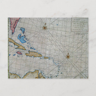 Postal Gráfico Náutico Vintage Del Caribe