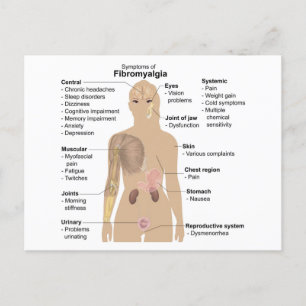 Postal Gráfico Rótulos frecuentes y síntomas de la fibrom