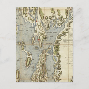 Postal Gráfico topográfico de la bahía de la Narraganset