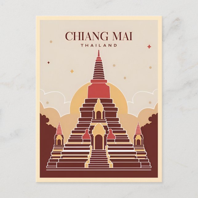 Postal Gráfico vectorial de Chiang Mai Tailandia Viaje de (Anverso)