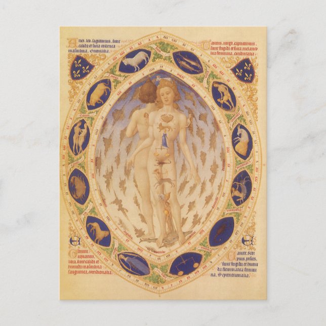 Postal Gráfico Zodiaco Celestial Antiguo, Astrología Vint (Anverso)