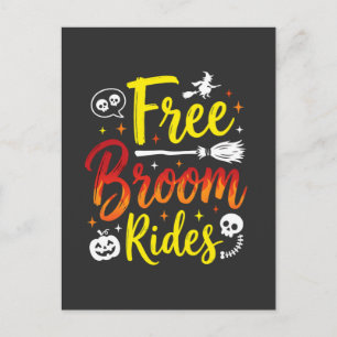 Postal Gráficos de Bruja con Escobas Gratis de Halloween
