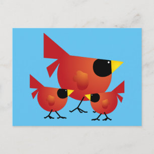 POSTAL GRÁFICOS DE DIBUJOS ANIMADOS DE CARDENAL ROJO CUAT