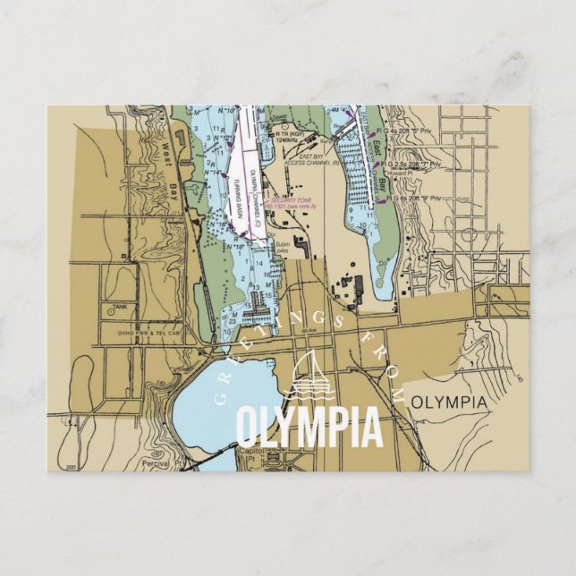 Postal Gráficos de saludos de Olympia WA (Anverso)