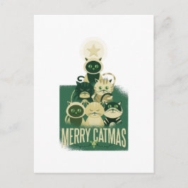 Postal Gráficos divertidos Cat Christmas Tree Merry Catma