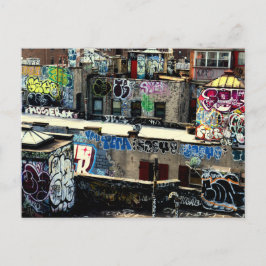 Postal Grafitti en la azotea de la ciudad de Nueva York