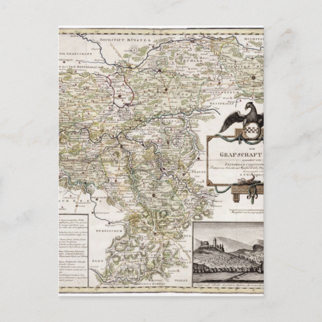 Postal Grafschaft Mark 1791 Friedrich - Mapa antiguo (Anverso)