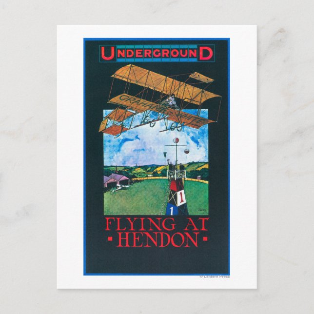 Postal Grahame-Blanco y Poster del avión sobre el aeródro (Anverso)