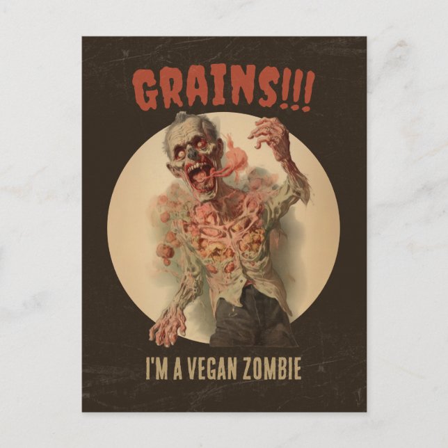 Postal Grains I'm A Vegan Zombie Funny Vintage Horror (Anverso)