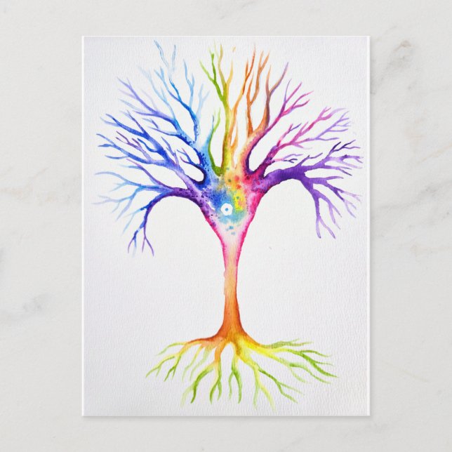 Postal Gran árbol neuronal colorido (Anverso)
