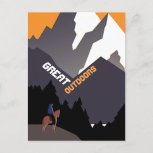 Postal Gran Arte Retro de Viajes de Montana al Aire Libre