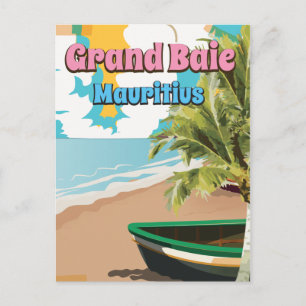 Postal Gran Baie Mauricio poster de viajes vintage.