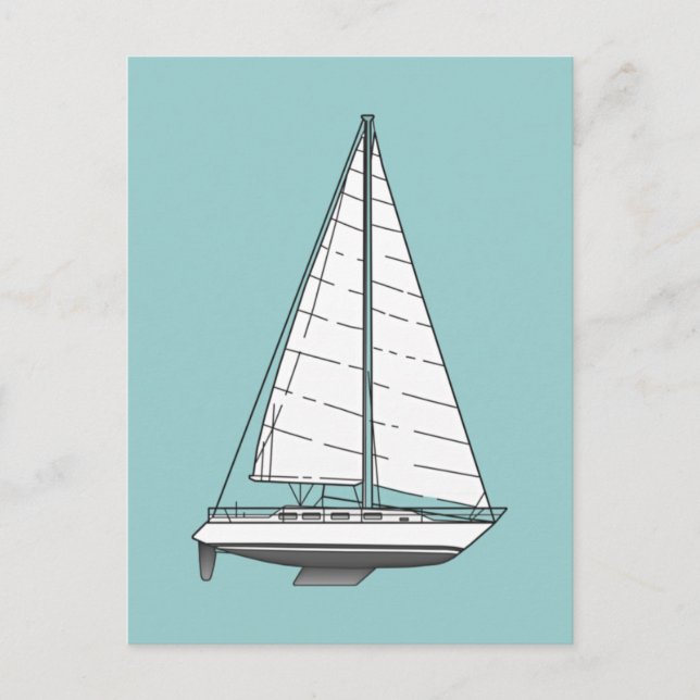 Postal Gran barco de vela: negro y blanco (Anverso)