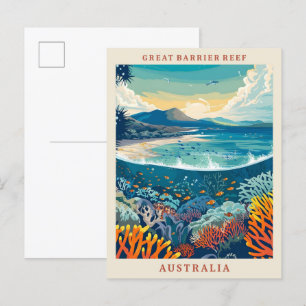Postal Gran Barrera de Arrecifes Australia Viaje de arte