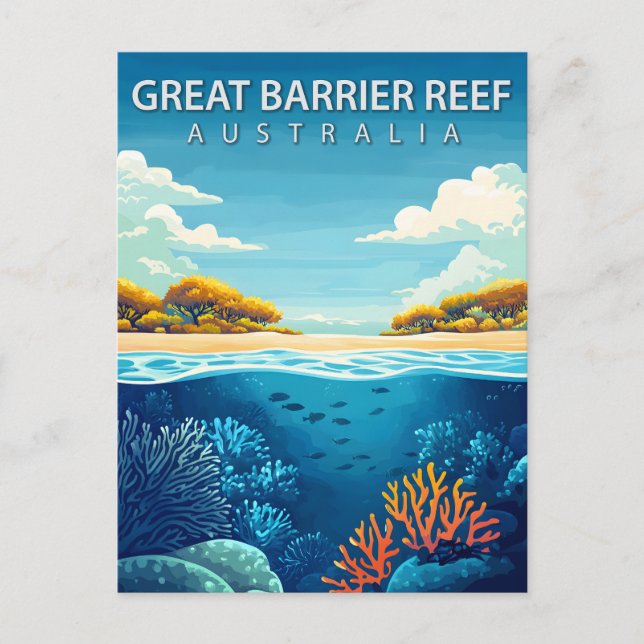 Postal Gran Barrera de Coral Australia Viajes (Anverso)