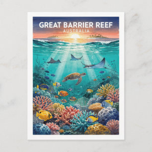 Postal Gran Barrera de Coral Australia Vintage