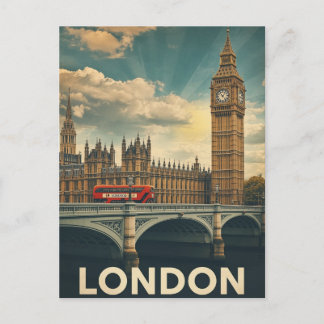 Postal Gran Ben y autobús de Londres
